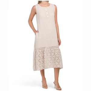 🎉LAST PIECE 🎉 RAZIE Made In Italy Linen Button Front Sleeveless Dress